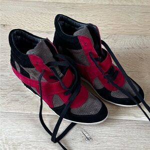 Ash Red and Black Women's High-Top Sneakers heels